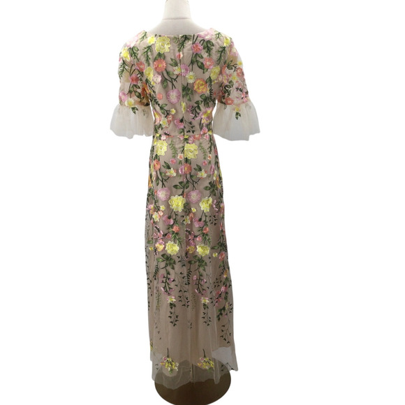 AW BRIDAL 2 XS Cream Carole Floral Embroidered Formal Party Maxi Dress NEW B23 - Picture 3 of 8